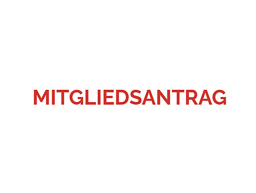 Schriftzug Mitgliedsantrag rot auf weißem Grund