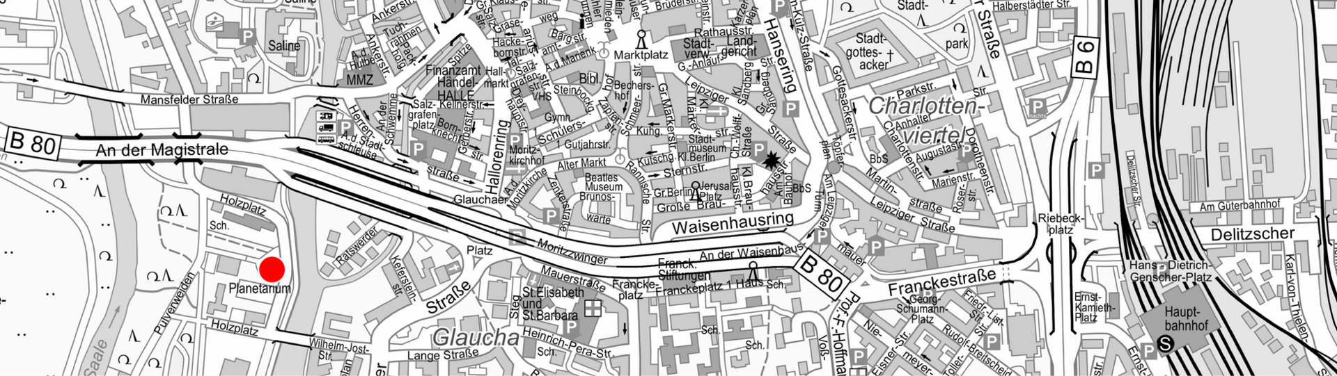 Stadtplan Halle, Karte Planetarium Halle