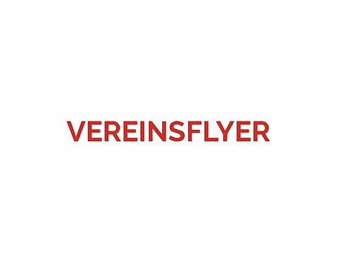 Schriftzug "Vereinsflyer" rot auf weißem Grund